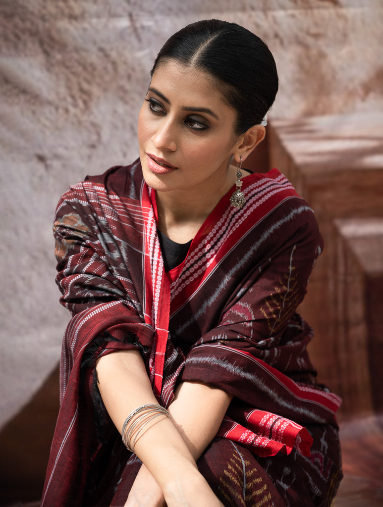 Sambalpuri Handwoven Ikat Soft Cotton Saree - Manjari