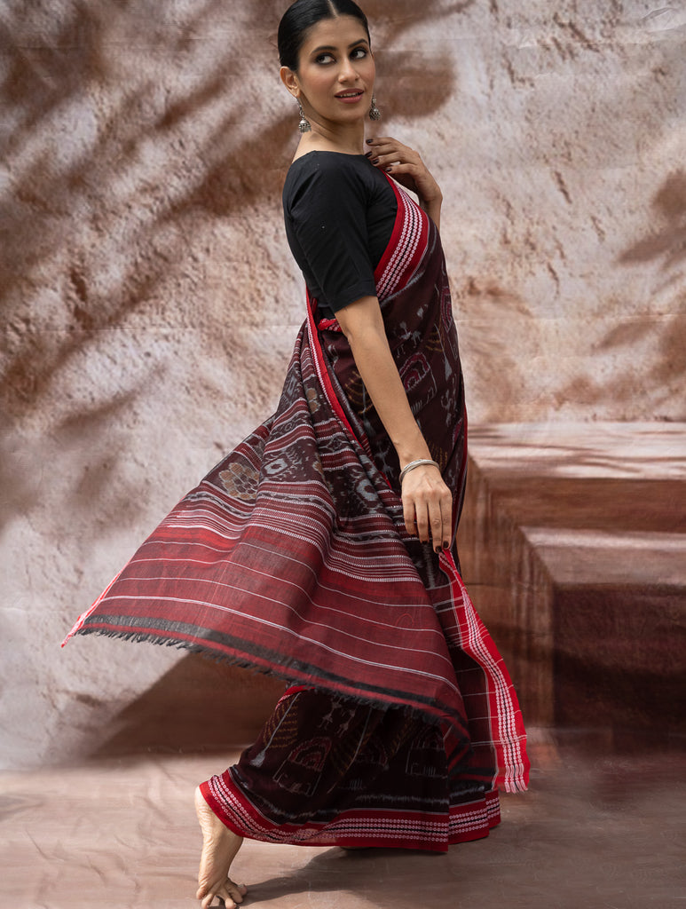 Sambalpuri Handwoven Ikat Soft Cotton Saree - Manjari