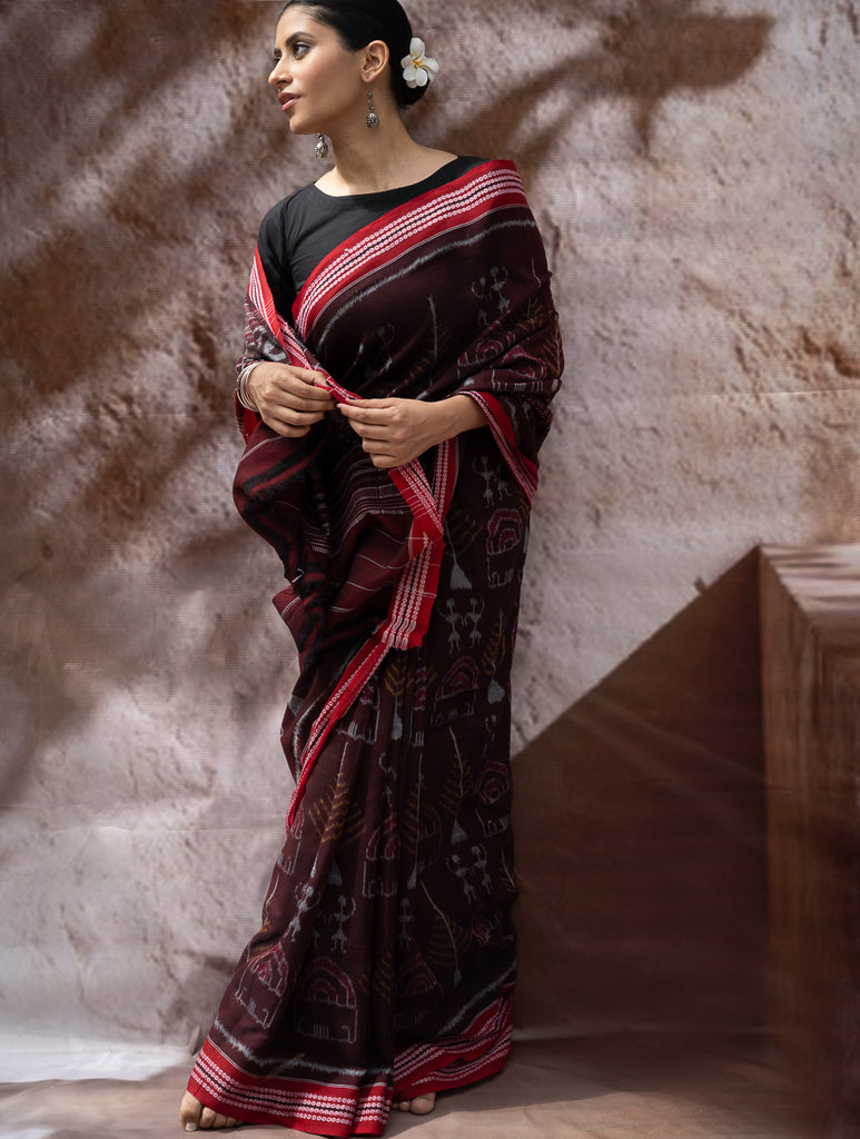 Sambalpuri Handwoven Ikat Soft Cotton Saree - Manjari