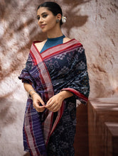 Load image into Gallery viewer, Sambalpuri Handwoven Ikat Soft Cotton Saree - Neel Rangavali