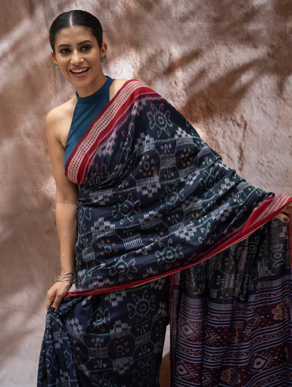 Load image into Gallery viewer, Sambalpuri Handwoven Ikat Soft Cotton Saree - Neel Rangavali