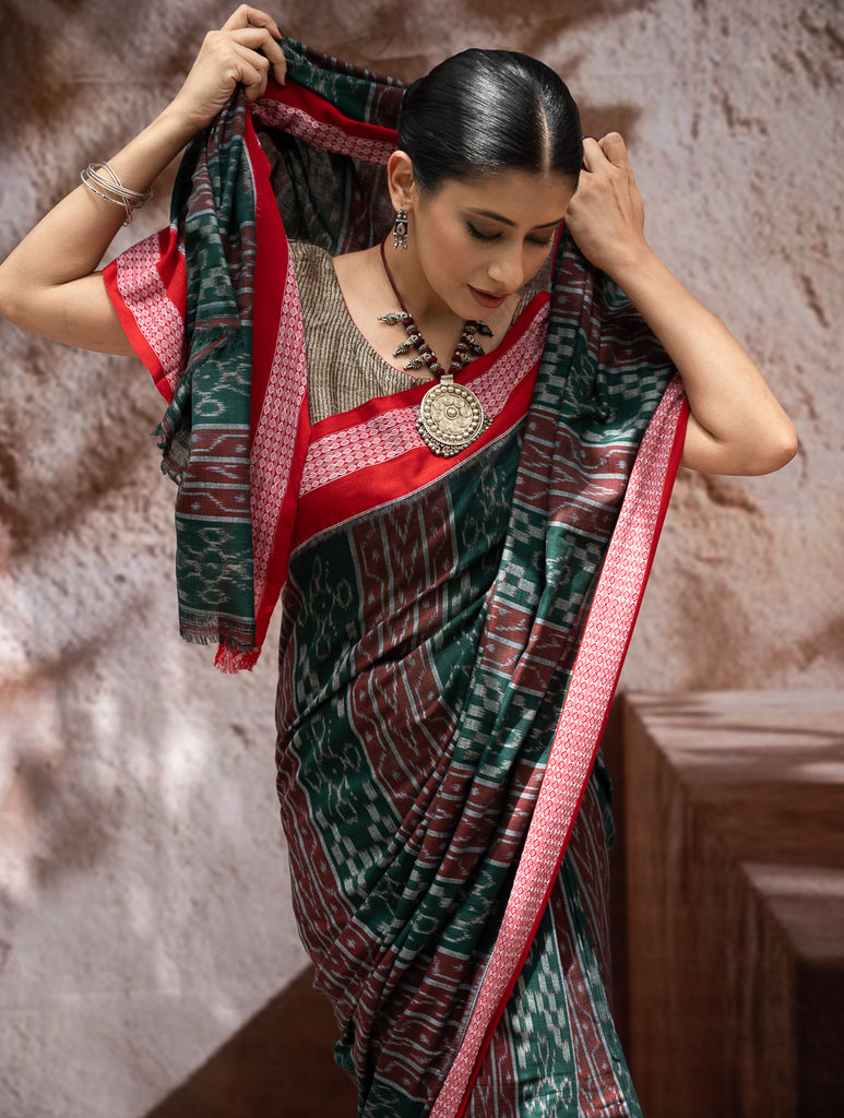 Sambalpuri Handwoven Ikat Soft Cotton Saree - Sambal Sutra