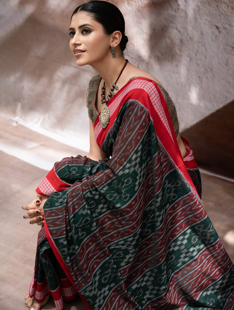 Sambalpuri Handwoven Ikat Soft Cotton Saree - Sambal Sutra