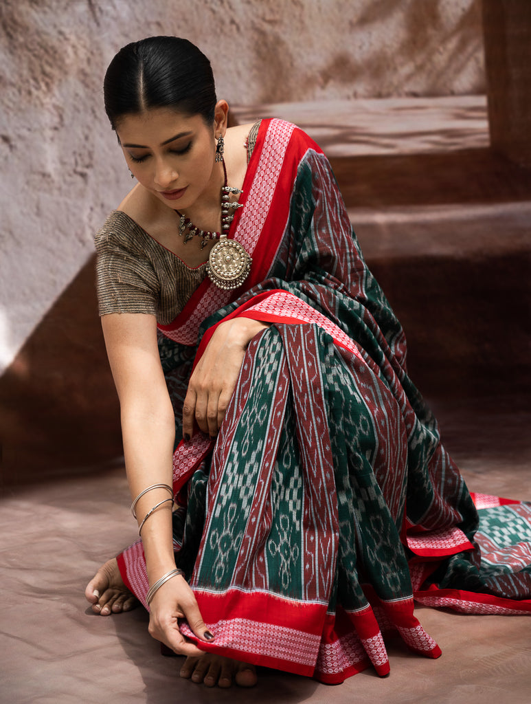 Sambalpuri Handwoven Ikat Soft Cotton Saree - Sambal Sutra