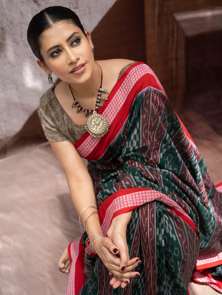 Sambalpuri Handwoven Ikat Soft Cotton Saree - Sambal Sutra