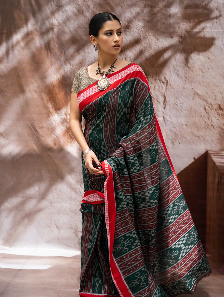 Sambalpuri Handwoven Ikat Soft Cotton Saree - Sambal Sutra