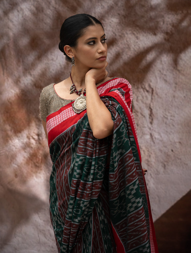 Sambalpuri Handwoven Ikat Soft Cotton Saree - Sambal Sutra