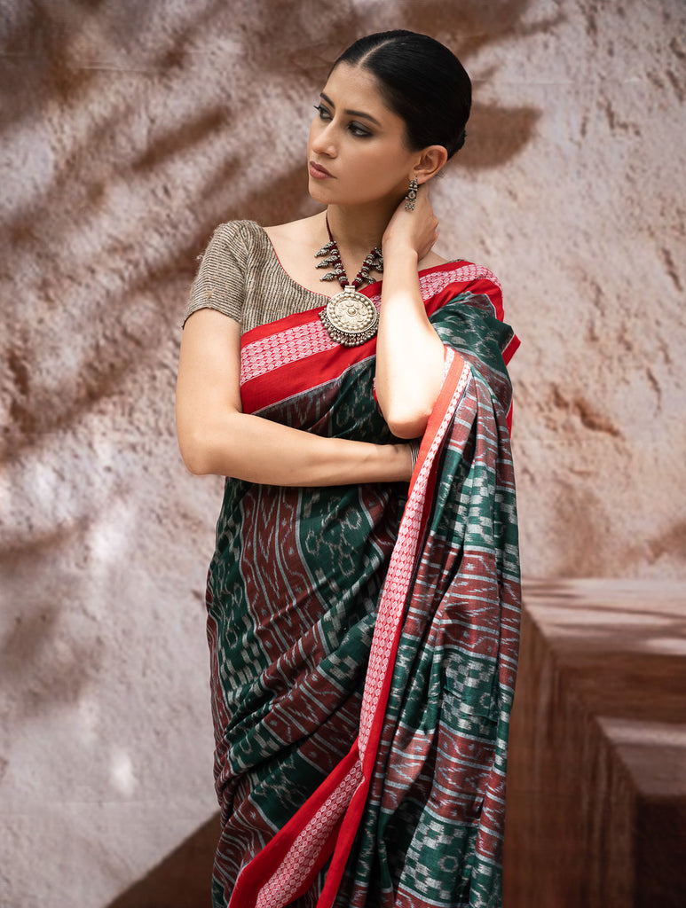 Sambalpuri Handwoven Ikat Soft Cotton Saree - Sambal Sutra