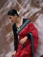 Load image into Gallery viewer, Sambalpuri Handwoven Ikat Soft Cotton Saree - Sindoori