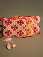 Load image into Gallery viewer, Set of 3 Phulkari Coin Pouches - Sunlit Blooms