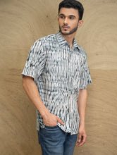 Load image into Gallery viewer, Shibori Hand Dyed Cotton Shirt - Black Waves