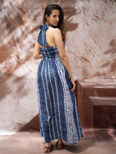 Load image into Gallery viewer, Shibori Halter Dress with Beadwork Detail - Ocean Lines