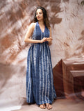 Shibori Halter Dress with Beadwork Detail - Ocean Lines