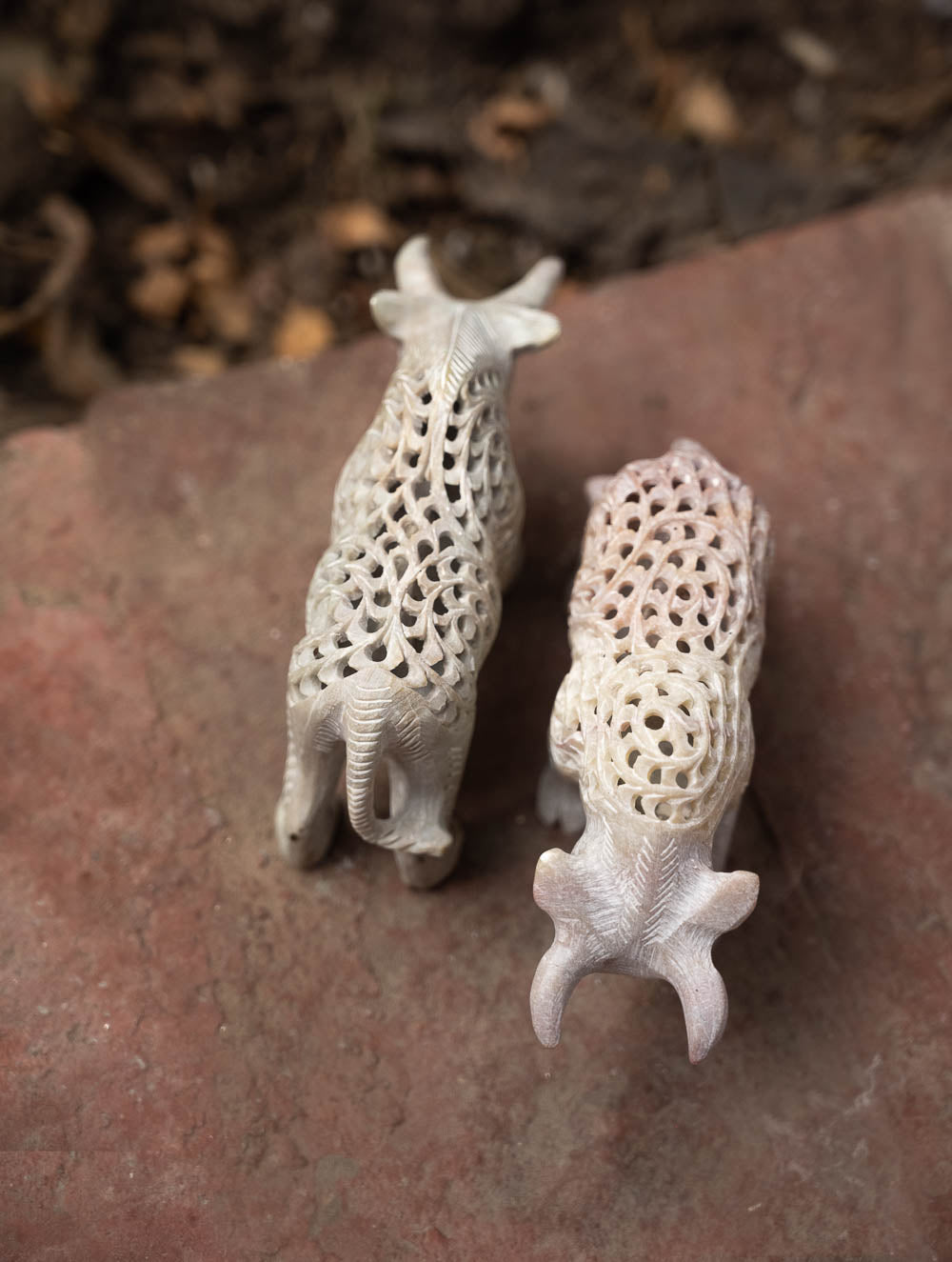 Soapstone Filigree Curios - The Lions (Set of Two)