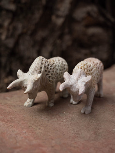 Soapstone Filigree Curios - The Lions (Set of Two)