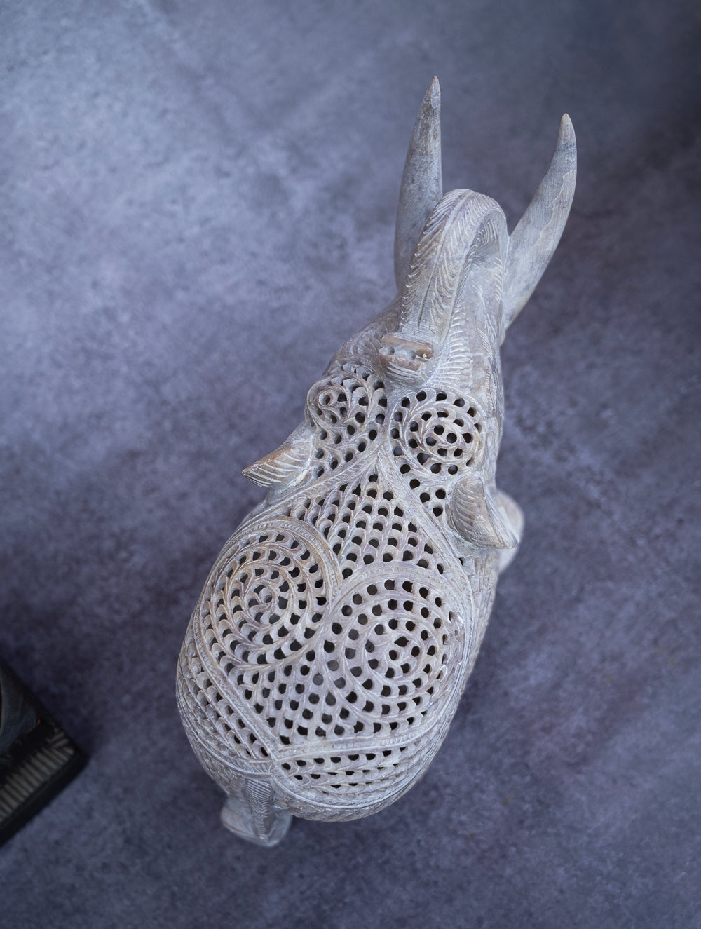 Soapstone Filigree Elephant Curio
