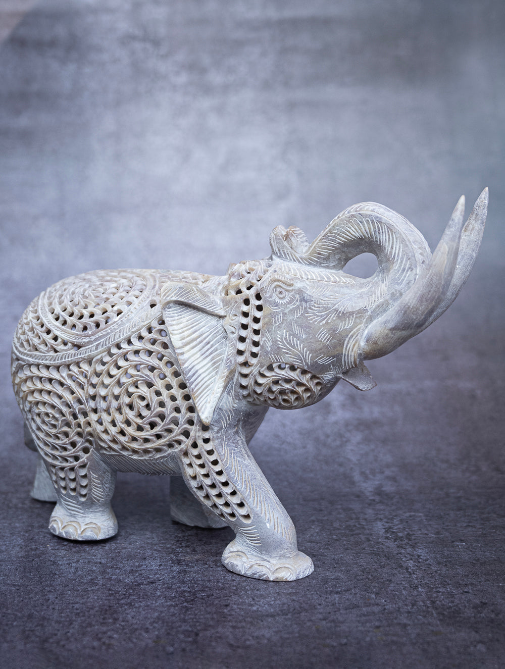 Load image into Gallery viewer, Soapstone Filigree Elephant Curio