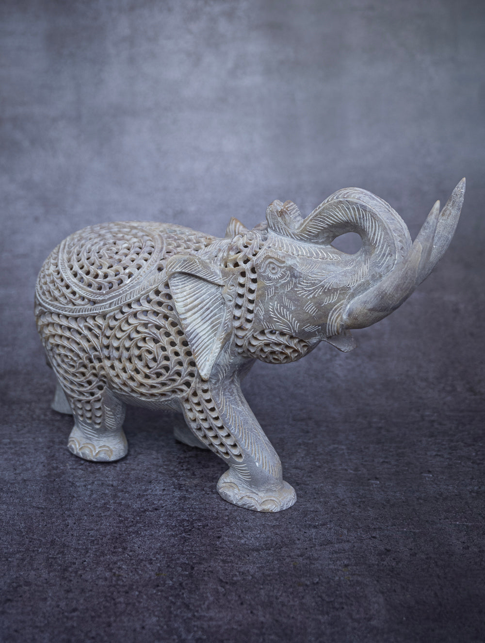 Soapstone Filigree Elephant Curio