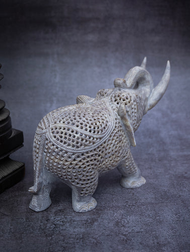 Soapstone Filigree Elephant Curio