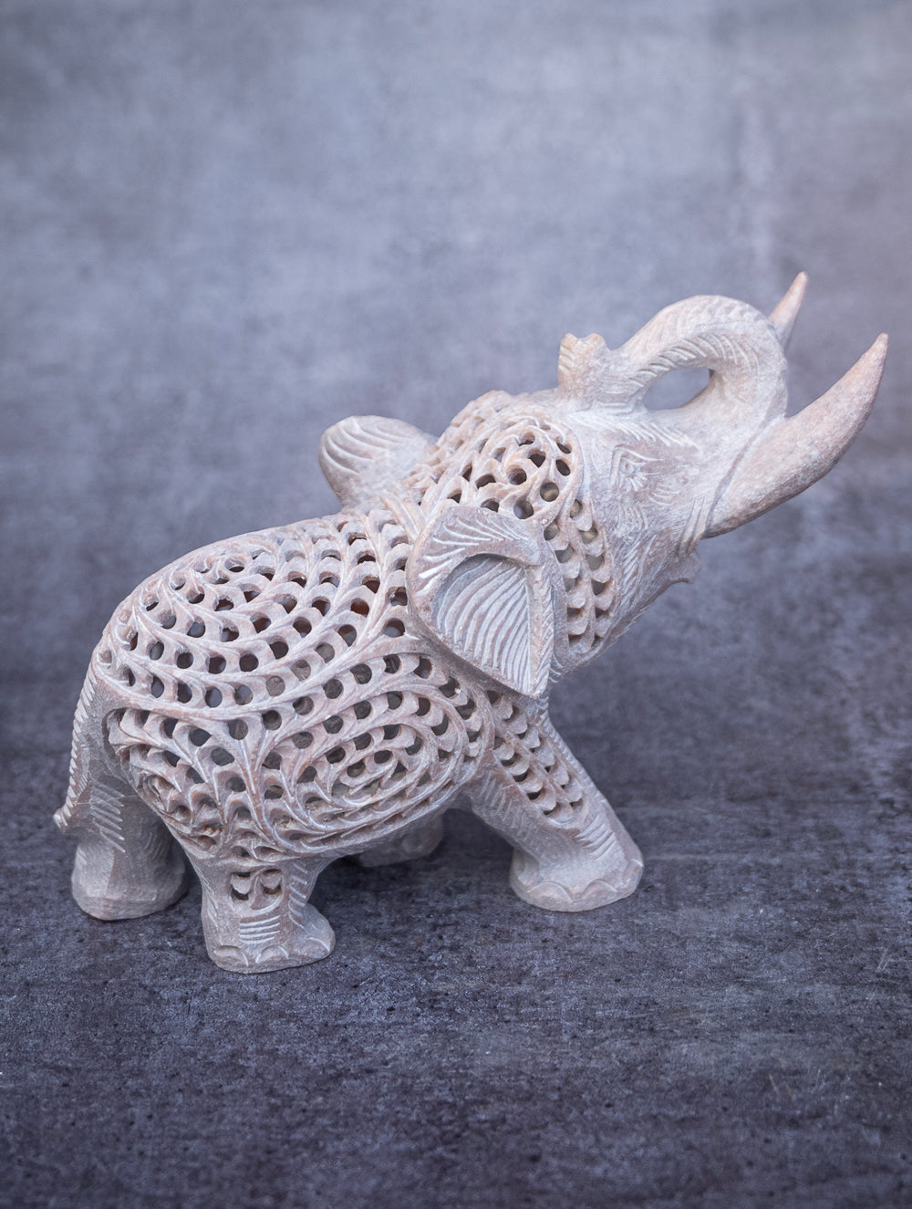 Load image into Gallery viewer, Soapstone Filigree Elephant Curio