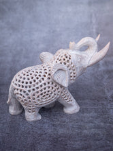 Load image into Gallery viewer, Soapstone Filigree Elephant Curio