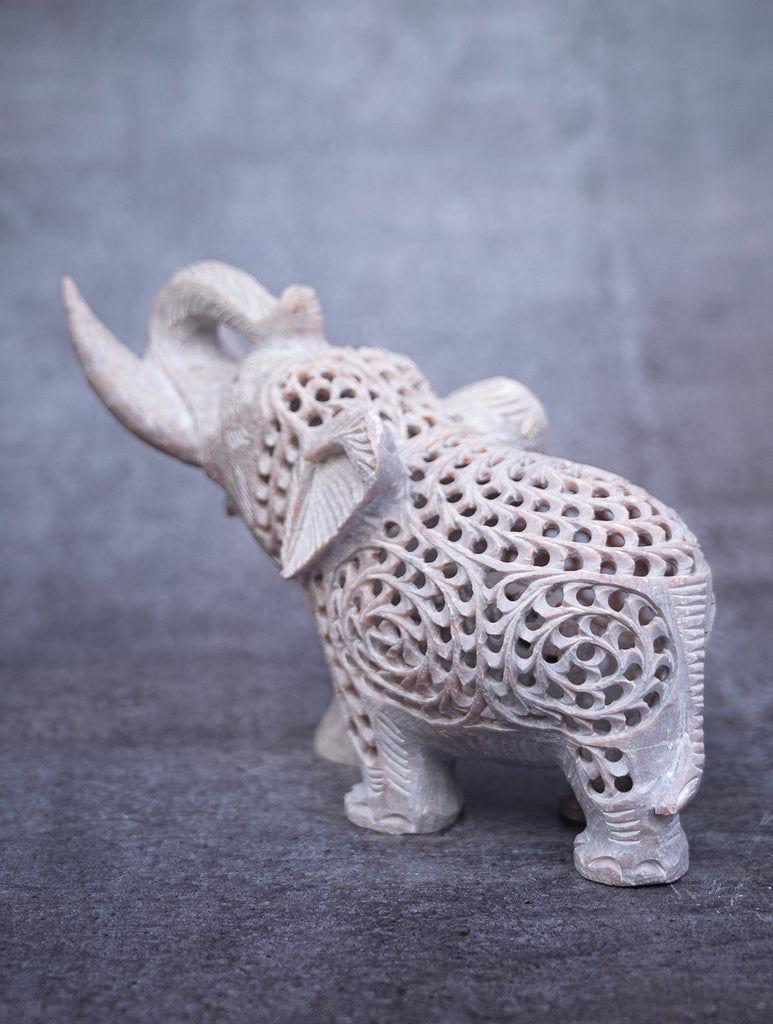 Soapstone Filigree Elephant Curio