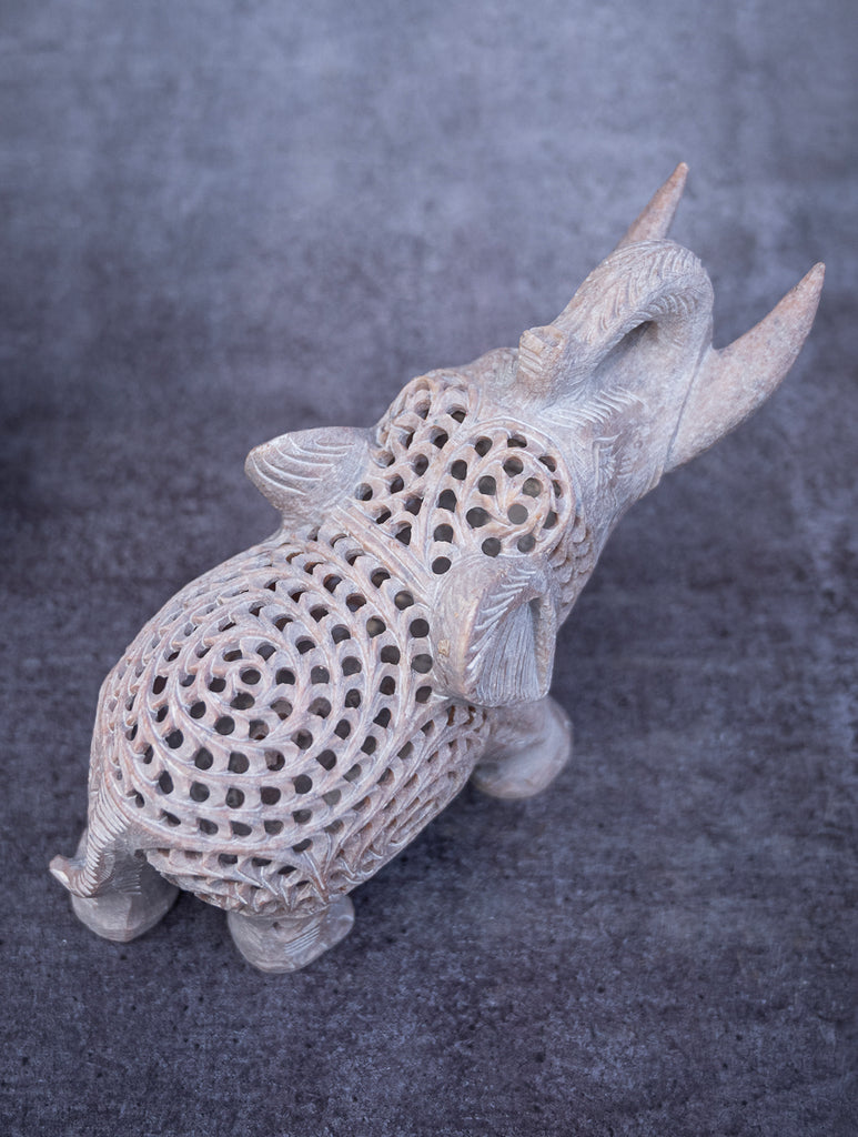 Soapstone Filigree Elephant Curio