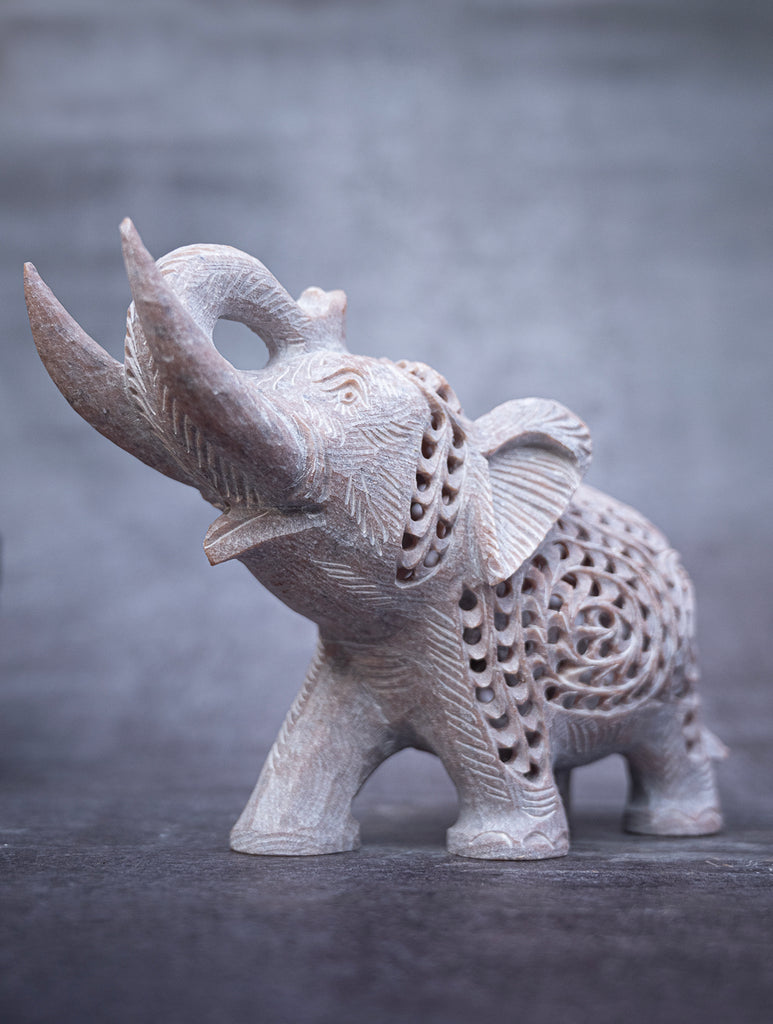 Soapstone Filigree Elephant Curio