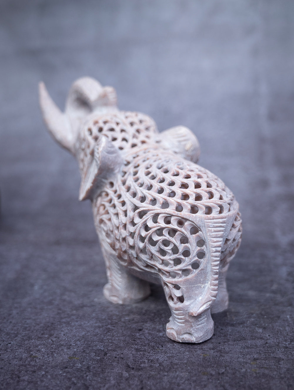 Soapstone Filigree Elephant Curio