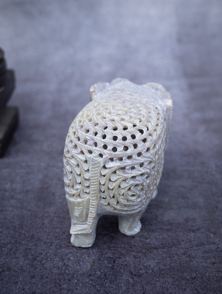 Soapstone Filigree Elephant Curio