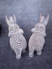 Load image into Gallery viewer, Soapstone Filigree Elephant Duo Curio