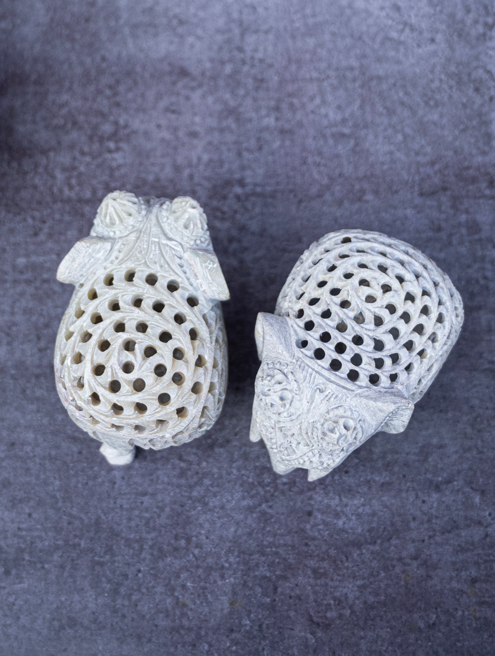 Soapstone Filigree Elephant Duo Curio