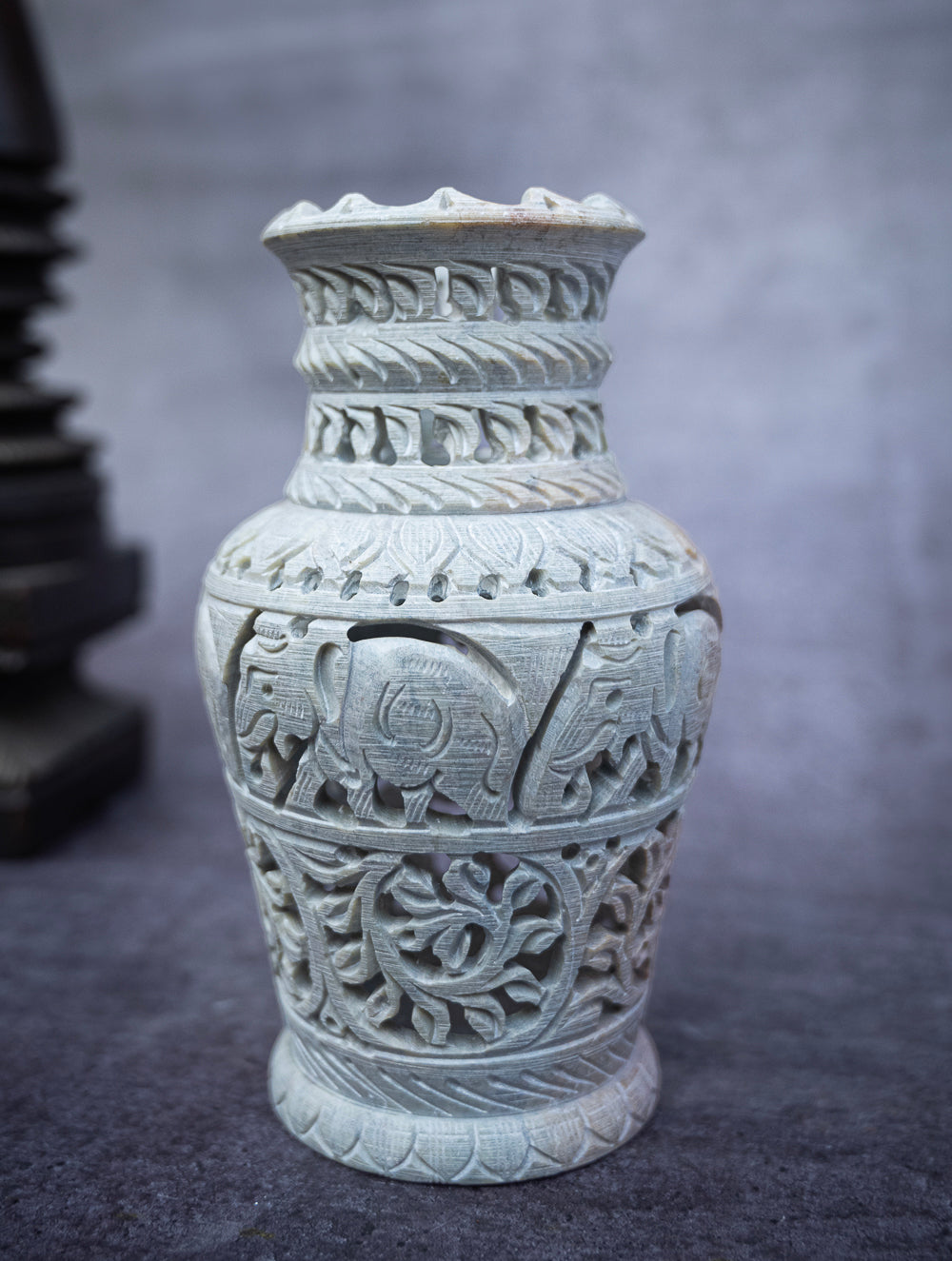 Load image into Gallery viewer, Soapstone Filigree Floral Vase