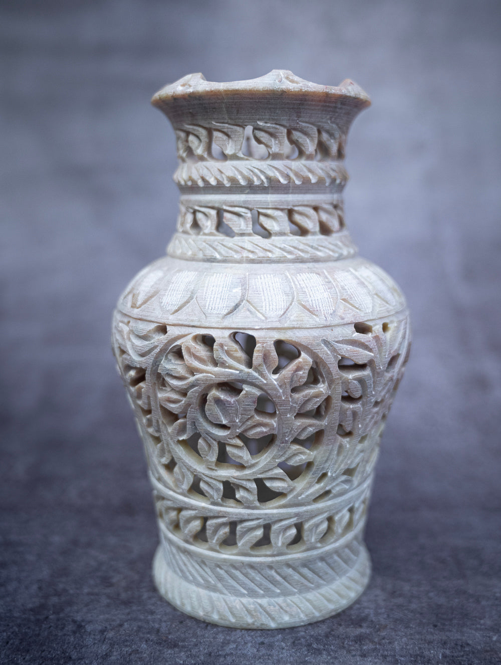 Load image into Gallery viewer, Soapstone Filigree Flower Vase