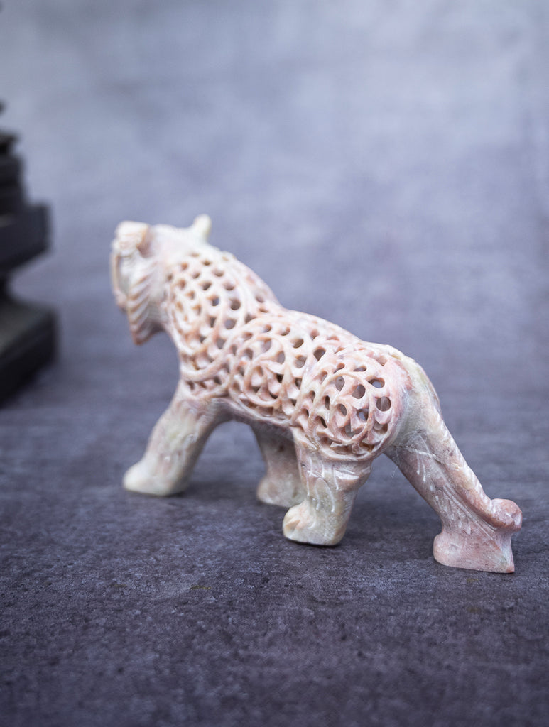 Soapstone Filigree Leopard Curio