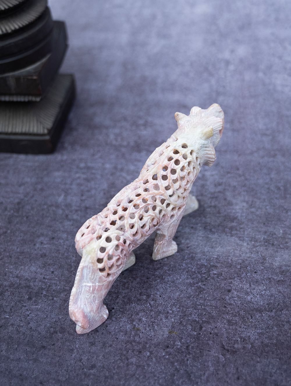 Soapstone Filigree Leopard Curio