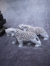 Load image into Gallery viewer, Soapstone Filigree Leopard Duo Curio