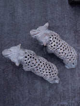 Load image into Gallery viewer, Soapstone Filigree Leopard Duo Curio