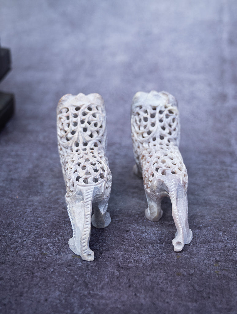 Soapstone Filigree Lion Duo Curio