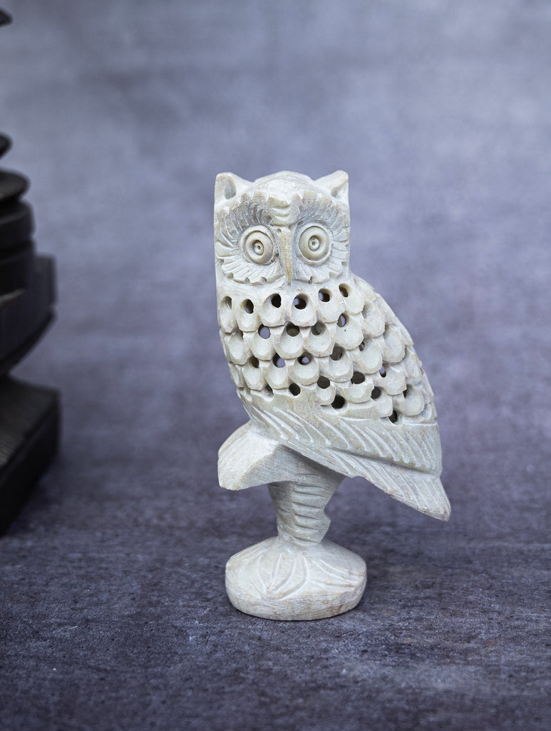 Soapstone Filigree Owl Curio