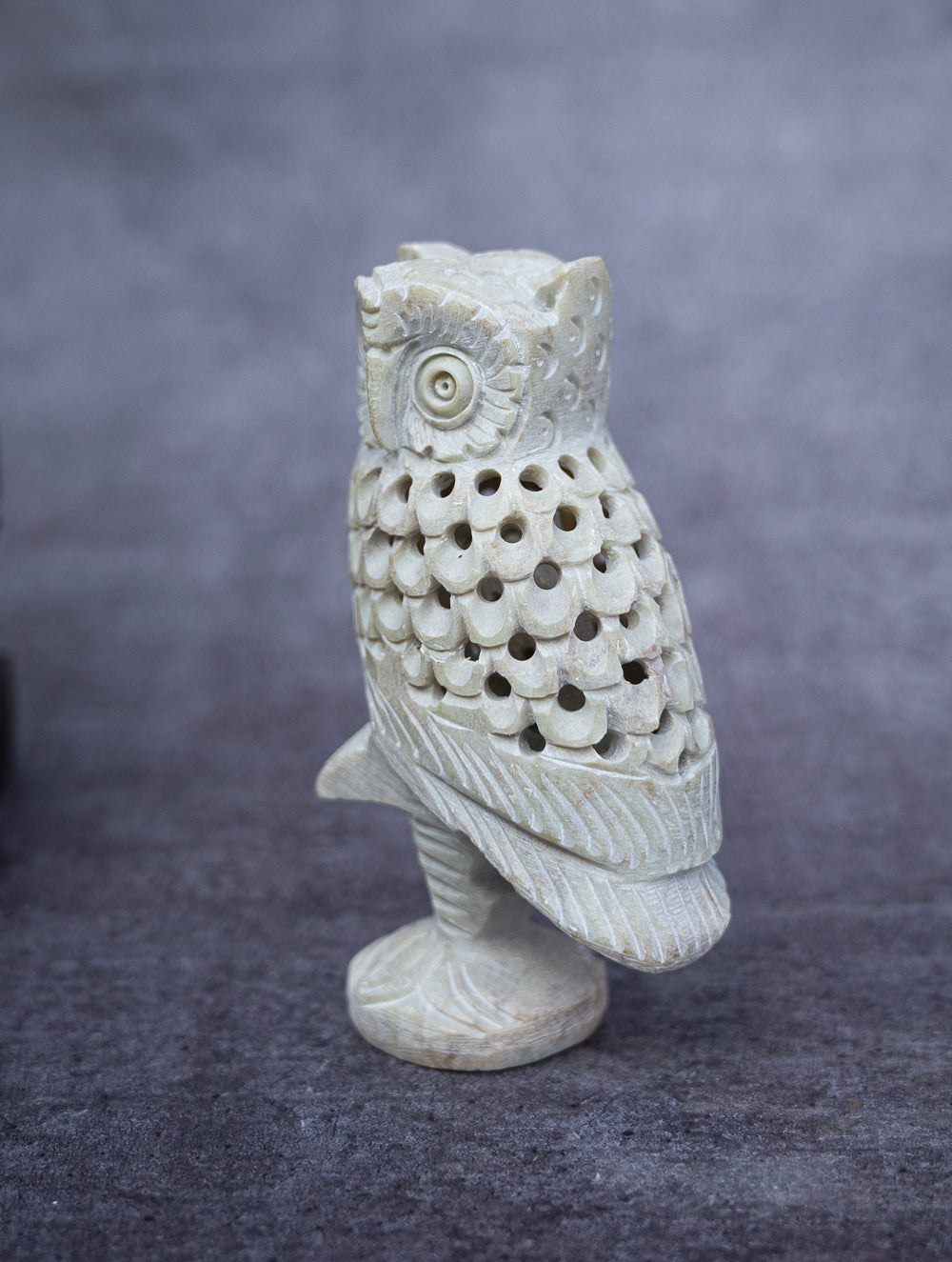 Soapstone Filigree Owl Curio