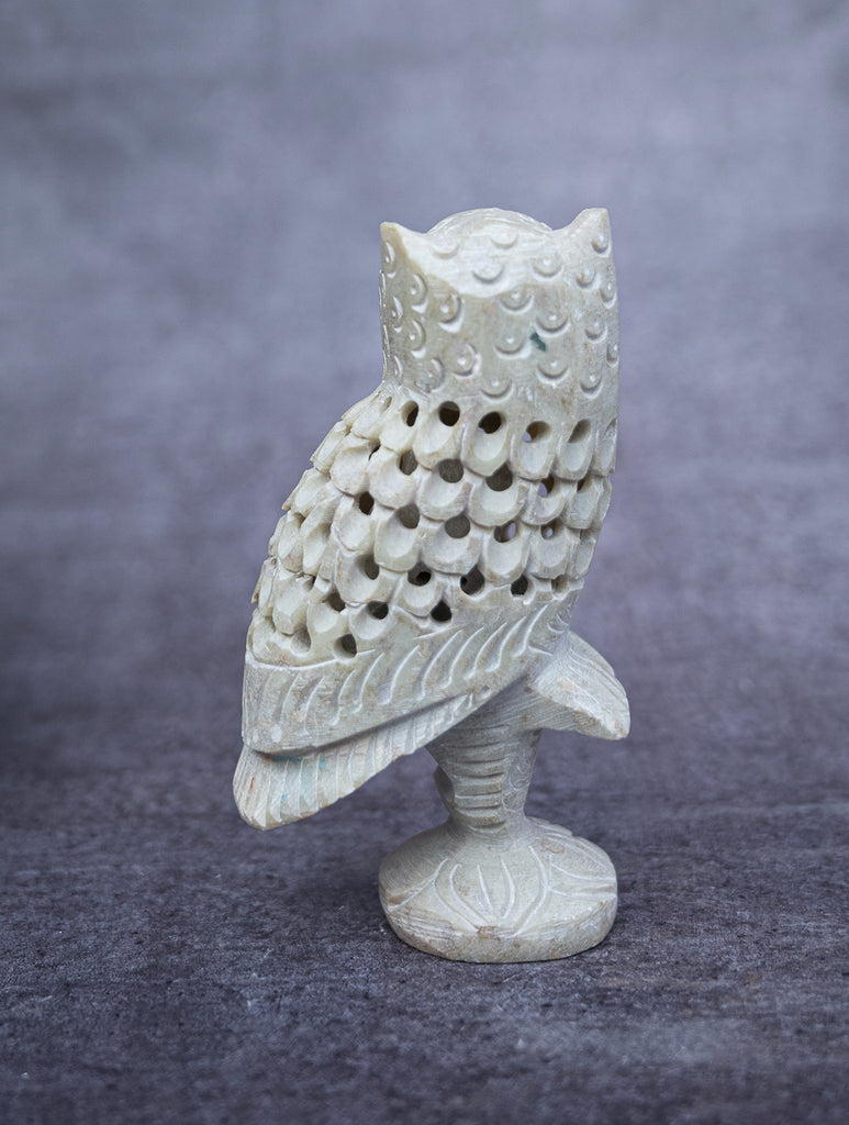 Soapstone Filigree Owl Curio