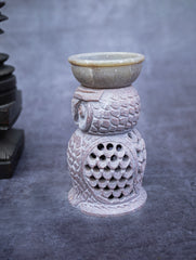 Soapstone Filigree Owl Tea Light Holder