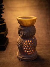 Load image into Gallery viewer, Soapstone Filigree Owl Tea Light Holder