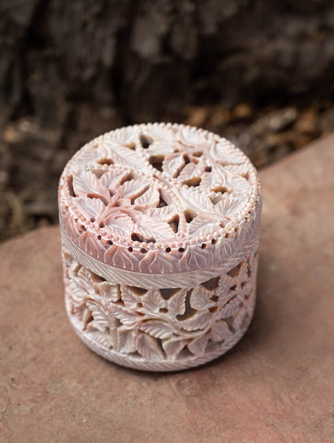 Soapstone Filigree Patramaya Round Box