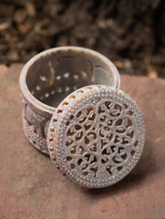 Soapstone Filigree Phooldaan Round Box