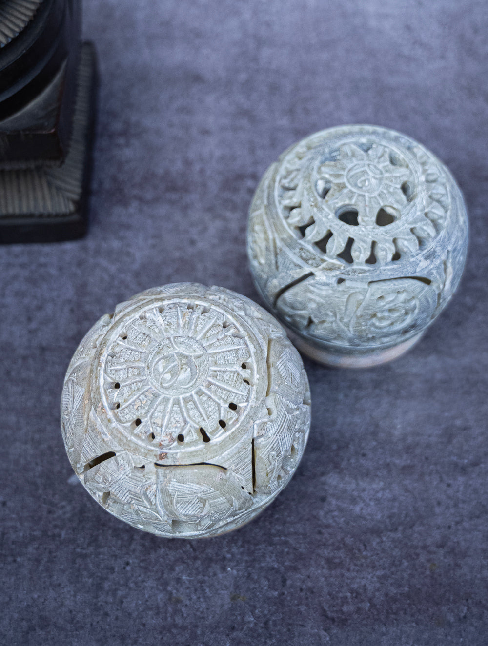 Soapstone Filigree Round Tea Light Holder