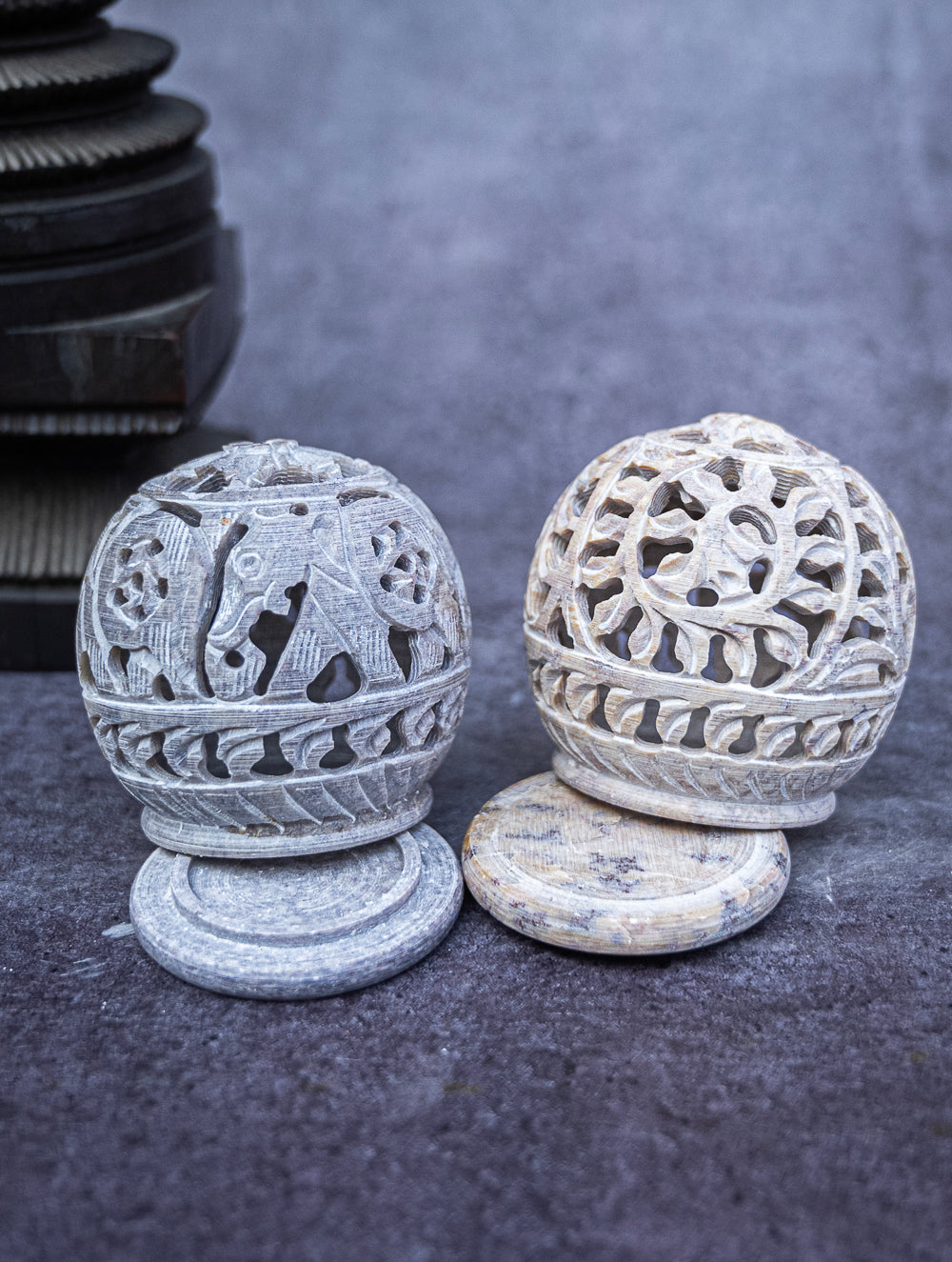 Soapstone Filigree Round Tea Light Holder