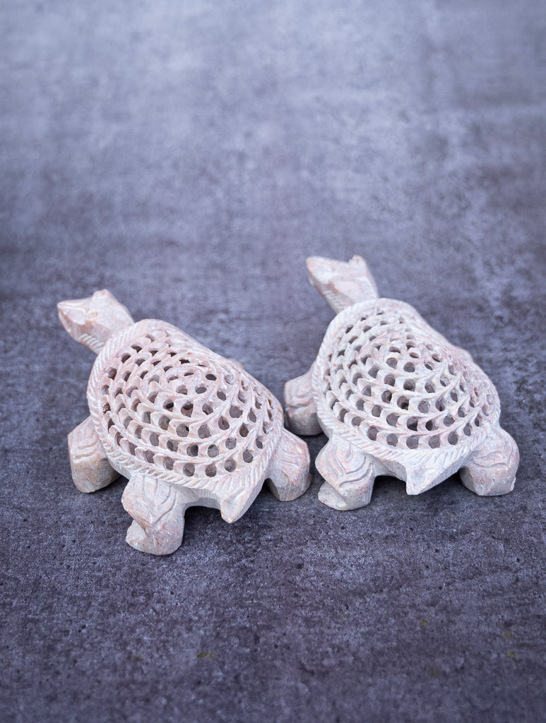 Soapstone Filigree Turtle Duo Curio