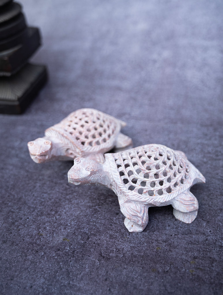 Soapstone Filigree Turtle Duo Curio